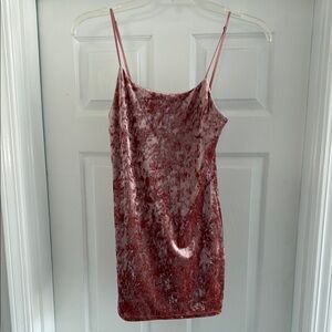 Crushed velvet pink mini dress